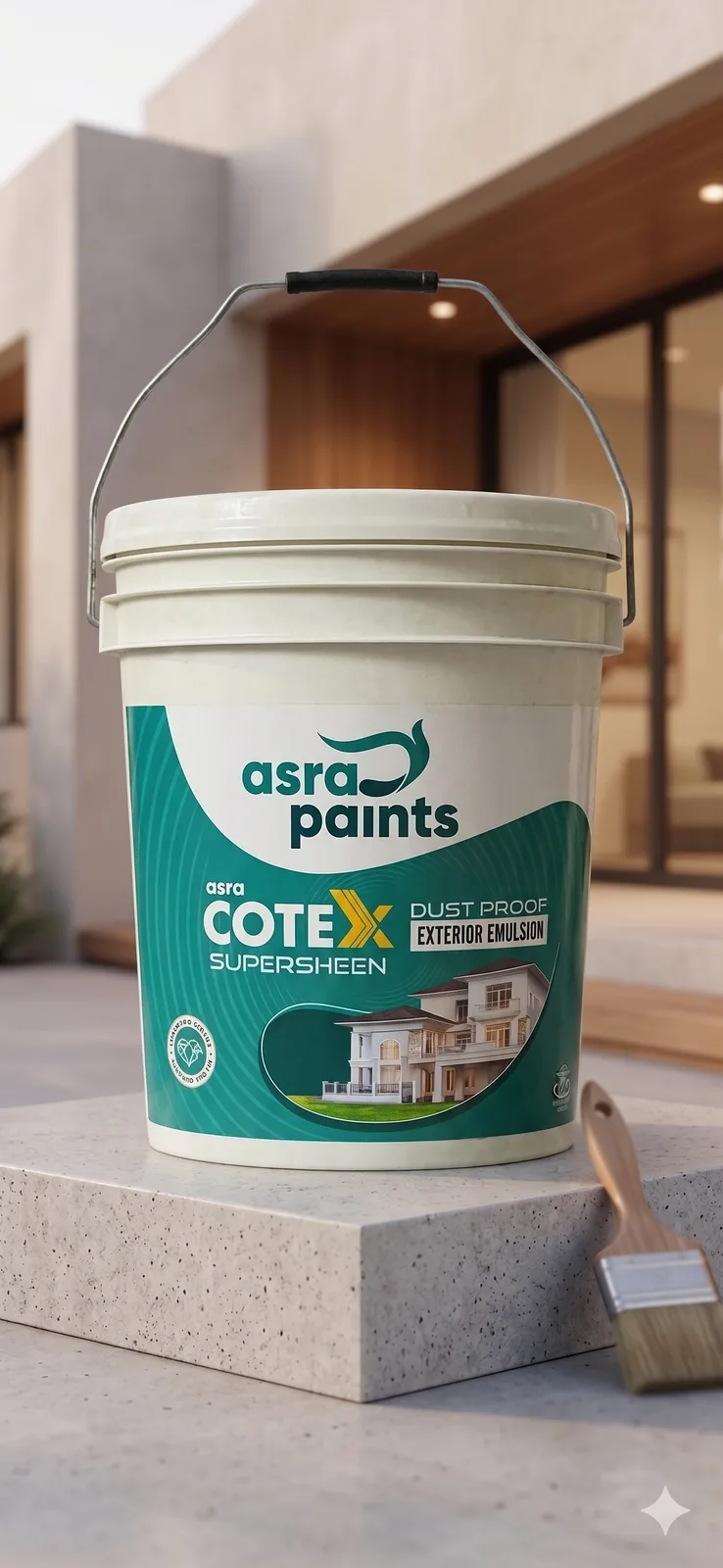 An Asra Cotex SuperSheen bucket and brush on a sunlit porch